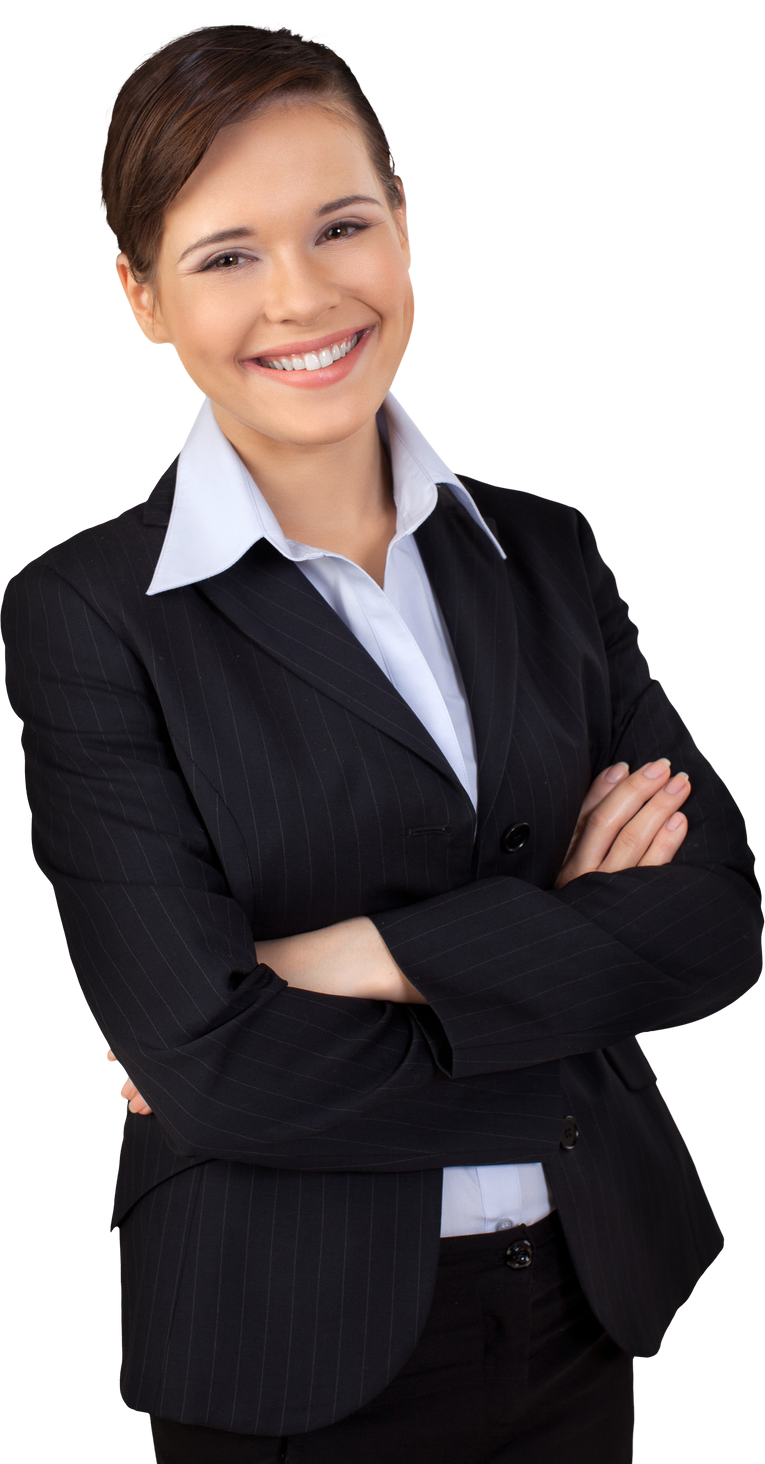 Happy Businesswoman with Arms Folded 